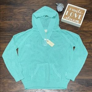 NWT Open Knit hooded sweater M
